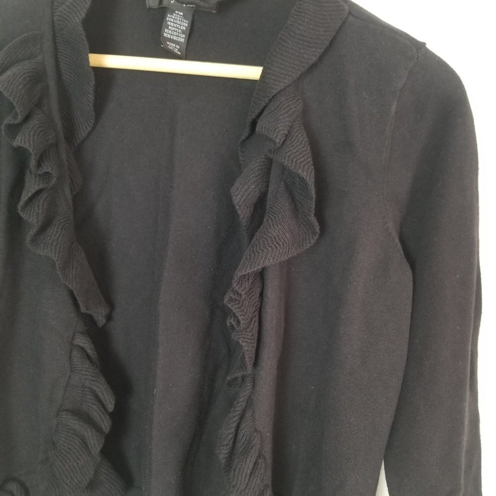 Style&Co  black 3/4 sleeve ruffle cardigan women's size Medium Petite (5… - Picture 3 of 10